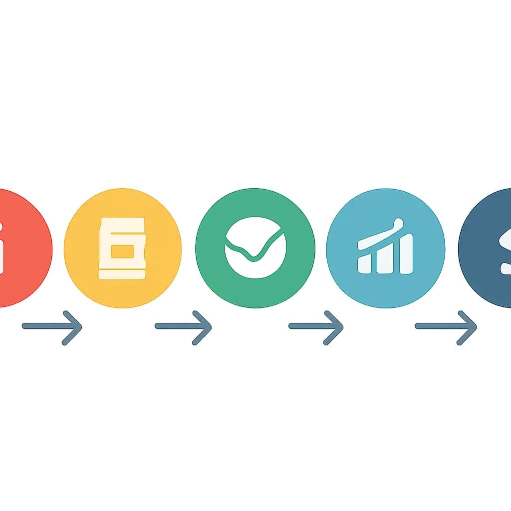 Five numbered circular icons connected by arrows in a horizontal flow, Why No Site Can Sell You a Guaranteed Number steps