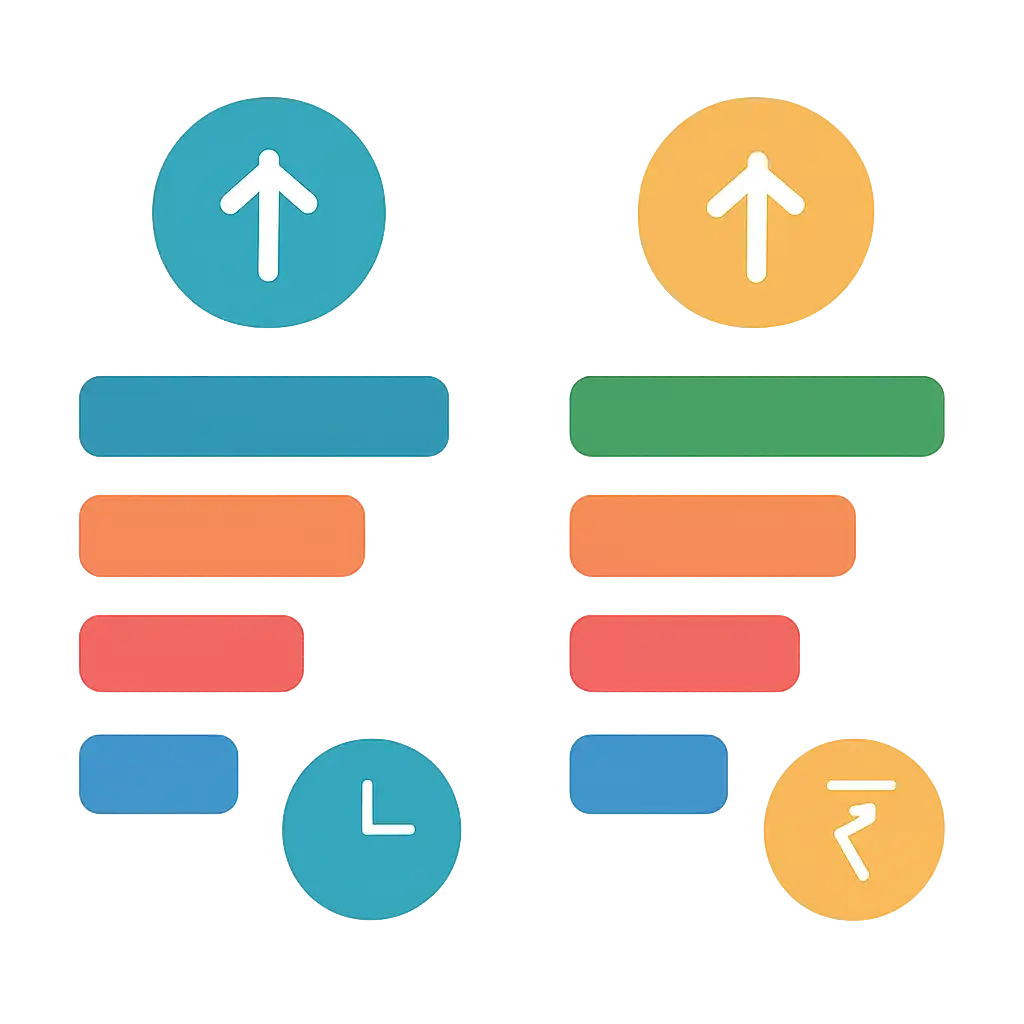 Infographic comparing options using coloured bars and, How DPBOSS-style boards publish numbers through the day