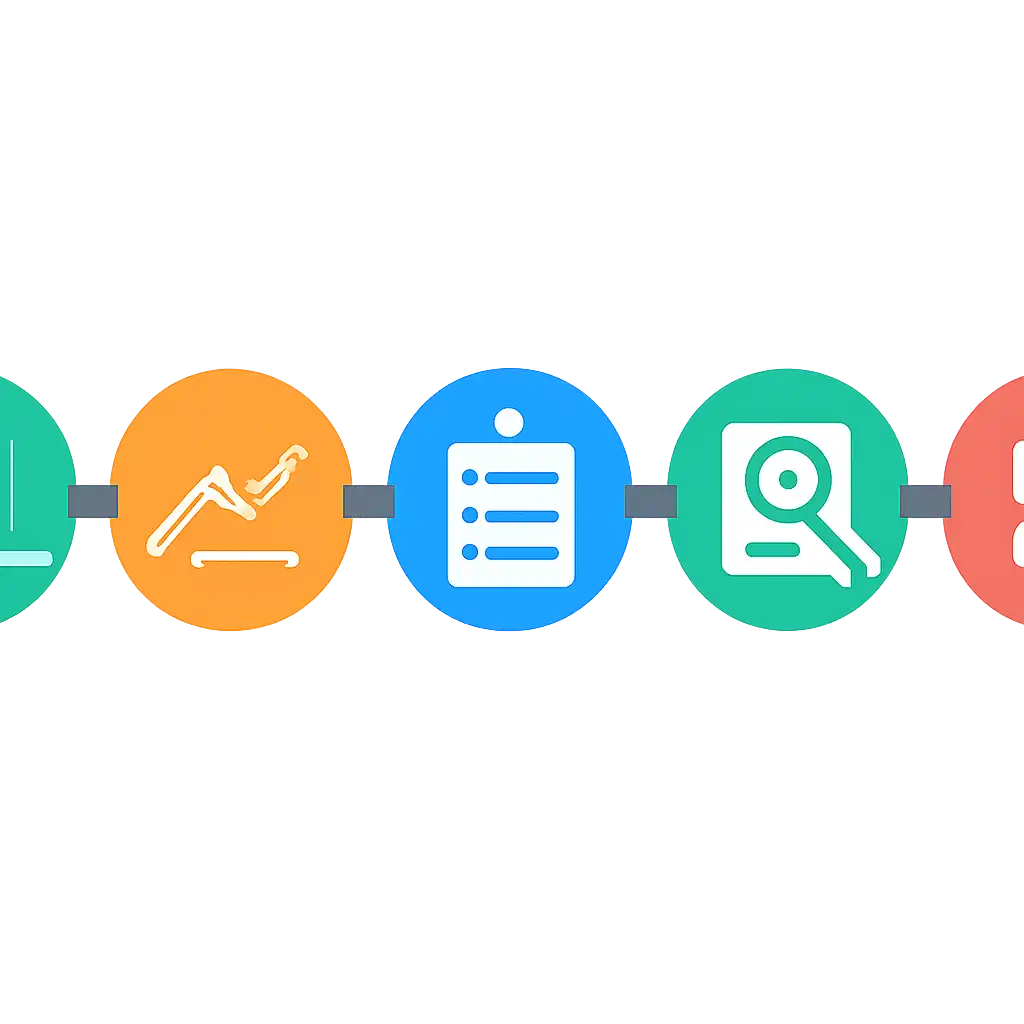 Five numbered circular icons connected by arrows in a horizontal flow, Panel Charts, Jodi Charts and How to Read a Record