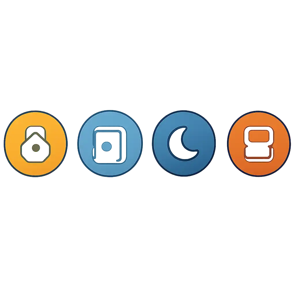 Five numbered circular icons connected by arrows in a horizontal flow, Kalyan, Milan Day, Milan Night and Rajdhani: timings