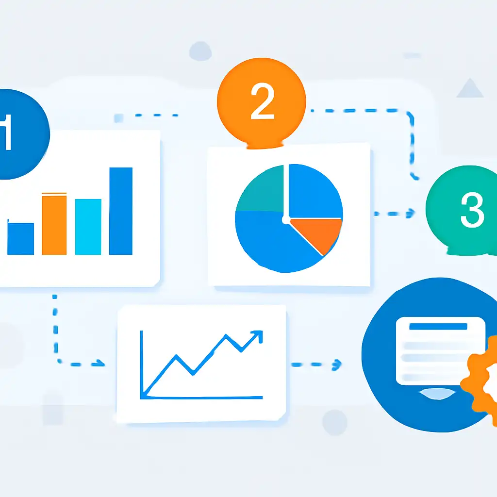 Annotated step diagram: past result charts process with numbered callouts, DPBoss